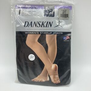 Danskin Style 49 Black Women's Size A Small DuraSoft Nylon Stirrup Tights USA